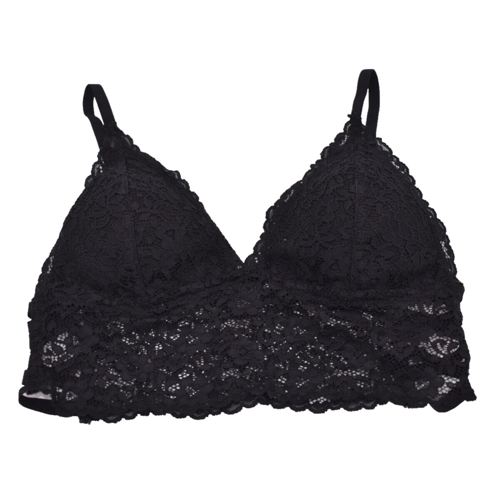 XOXO Black Lace Bralette w/ Spaghetti Straps & Light Padding & Stretch -- Medium